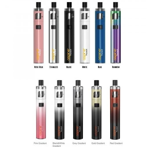 Aspire PockeX Kit – compact all-in-one vape device with top-fill design, leak-resistant technology, and powerful 1500mAh battery.