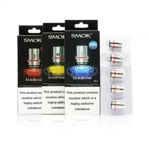 Smok TA Replacement coils, Pack of 5 coils, Available in 0.2ohm, 0.4ohm, 0.15ohm variants, Compatible with SMOK T-Air Subtank
