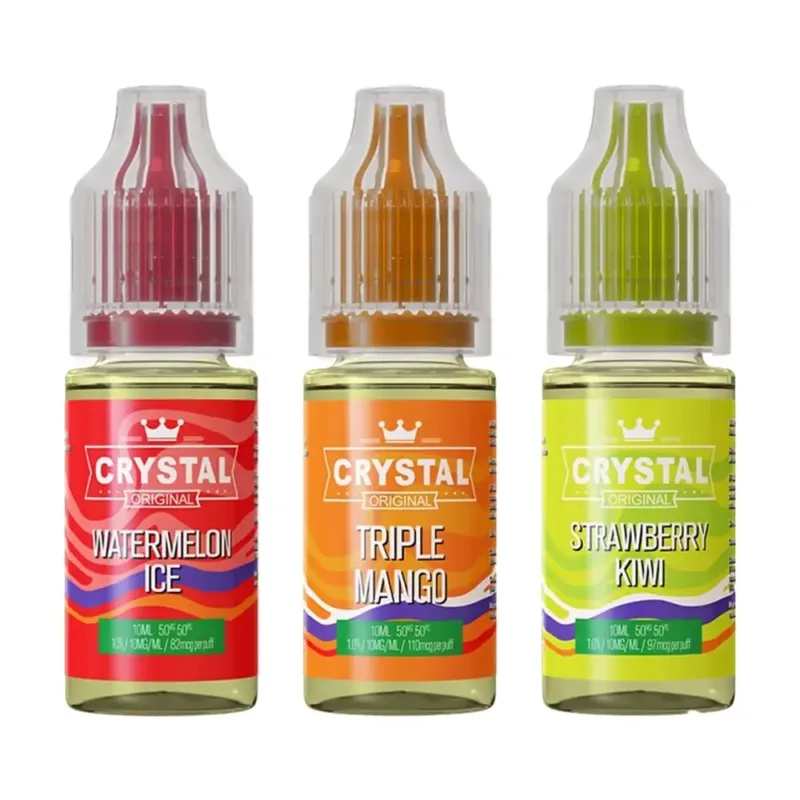 SKE Crystal Nic Salts - Pack of 10 10mg & 20mg Nicotine Strengths available, 50% VG / 50% PG, 10ml Bottles, selection of delicious flavours from the crystal range.