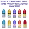 R And M Tornado Nic Salts - Pack of 10 Mixed