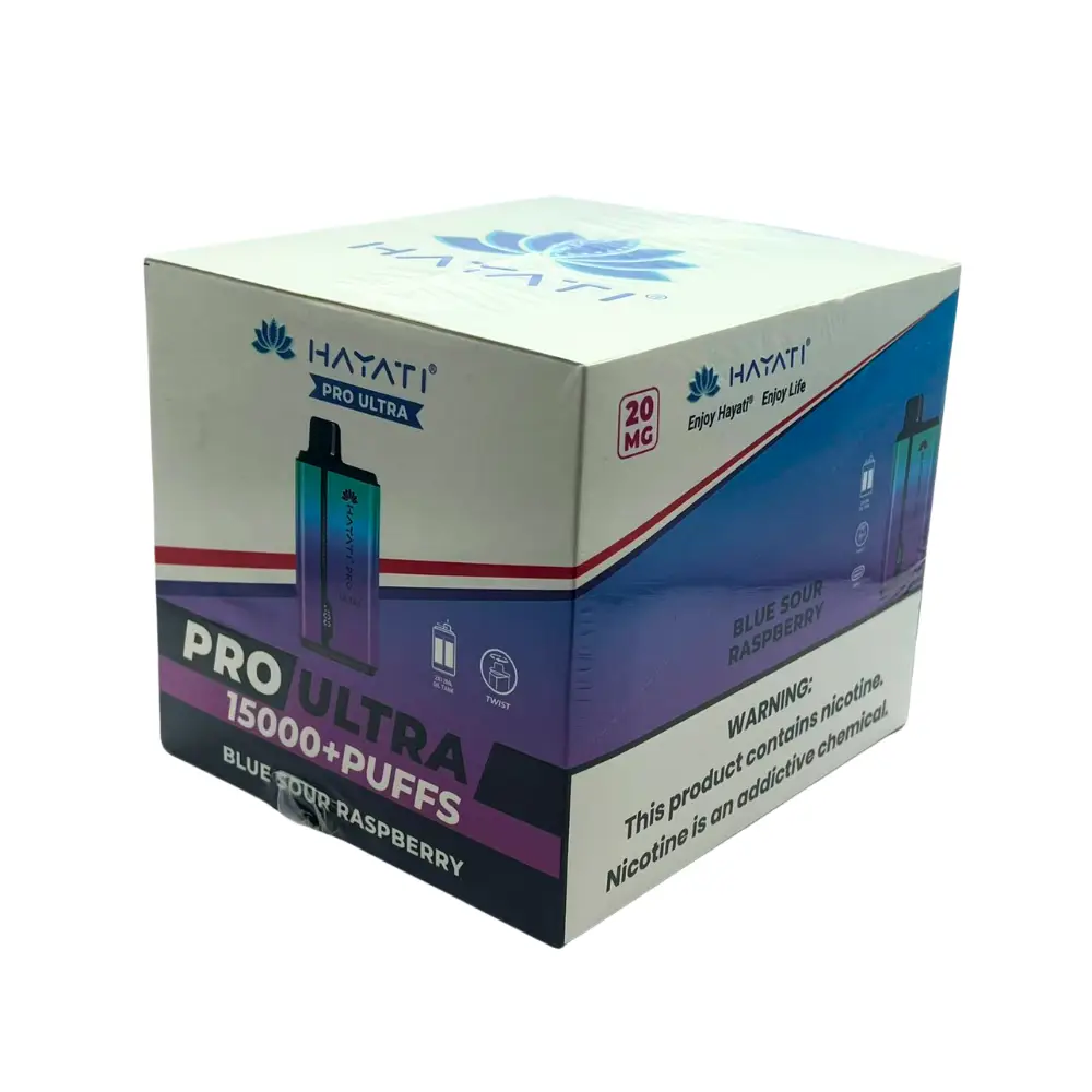 Hayati Pro Ultra 15000 Disposable Vape Blue Sour Raspberry Box of 10