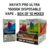 Hayati Pro Ultra 15000K Disposable Vape Box of 10 Mixed 550mAh Rechargeable Battery Double E-liquid Tank Pre-filled with 2x 12ml E-liquid Bottles Switchable Mouthpiece Switch Tanks As You Like Up to 15000 Puffs Best price on the web!