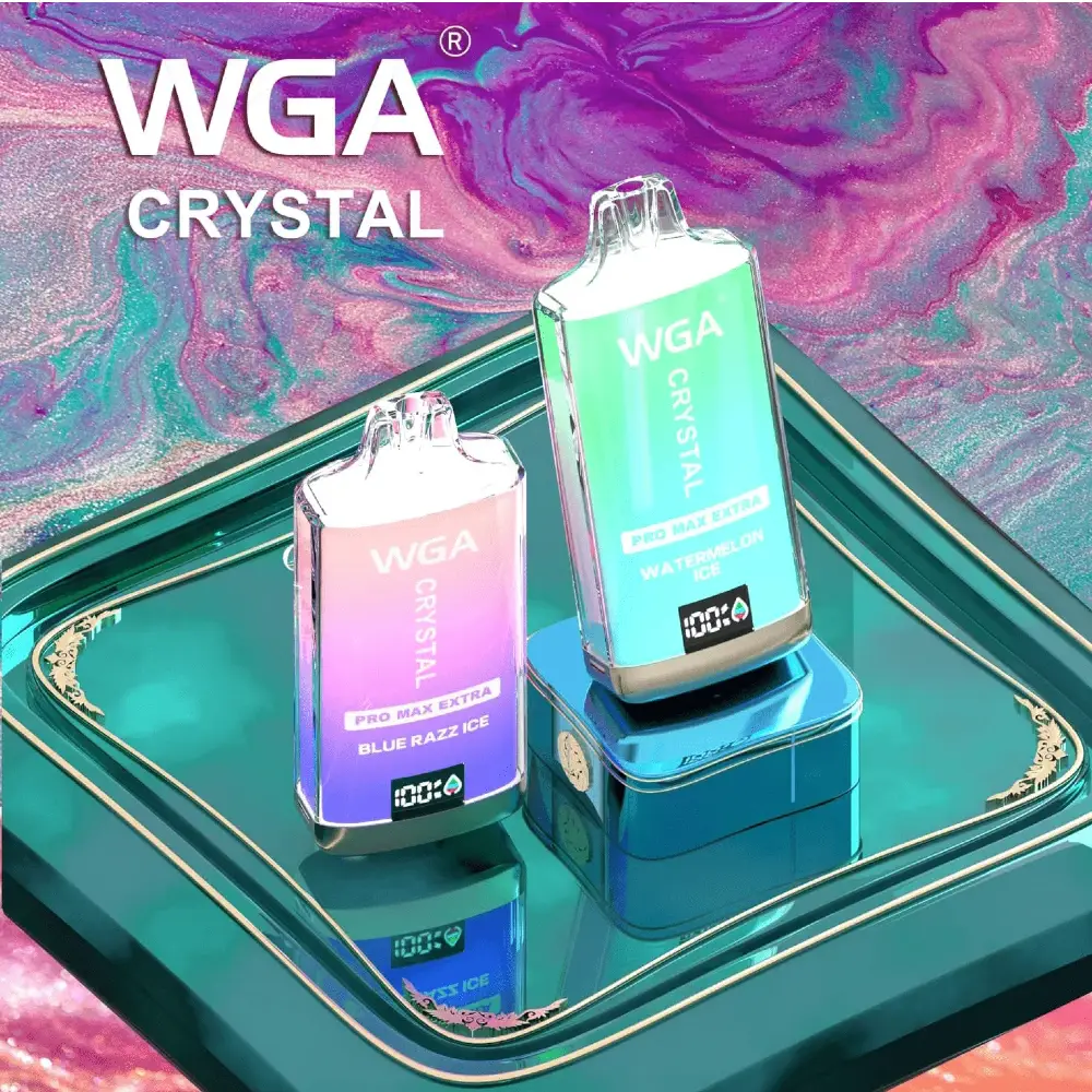WGA Crystal Pro Max Extra 15000 Disposable Vape WGA Crystal Pro Max Extra 15000 Disposable Vape - Rechargeable 650mAh built-in battery 15000 Puffs LED screen display for battery and e-liquid level Triple mesh coil MTL vape Type-C charging port Adjustable airflow Crystal Clear and leakproof design Excellent price!