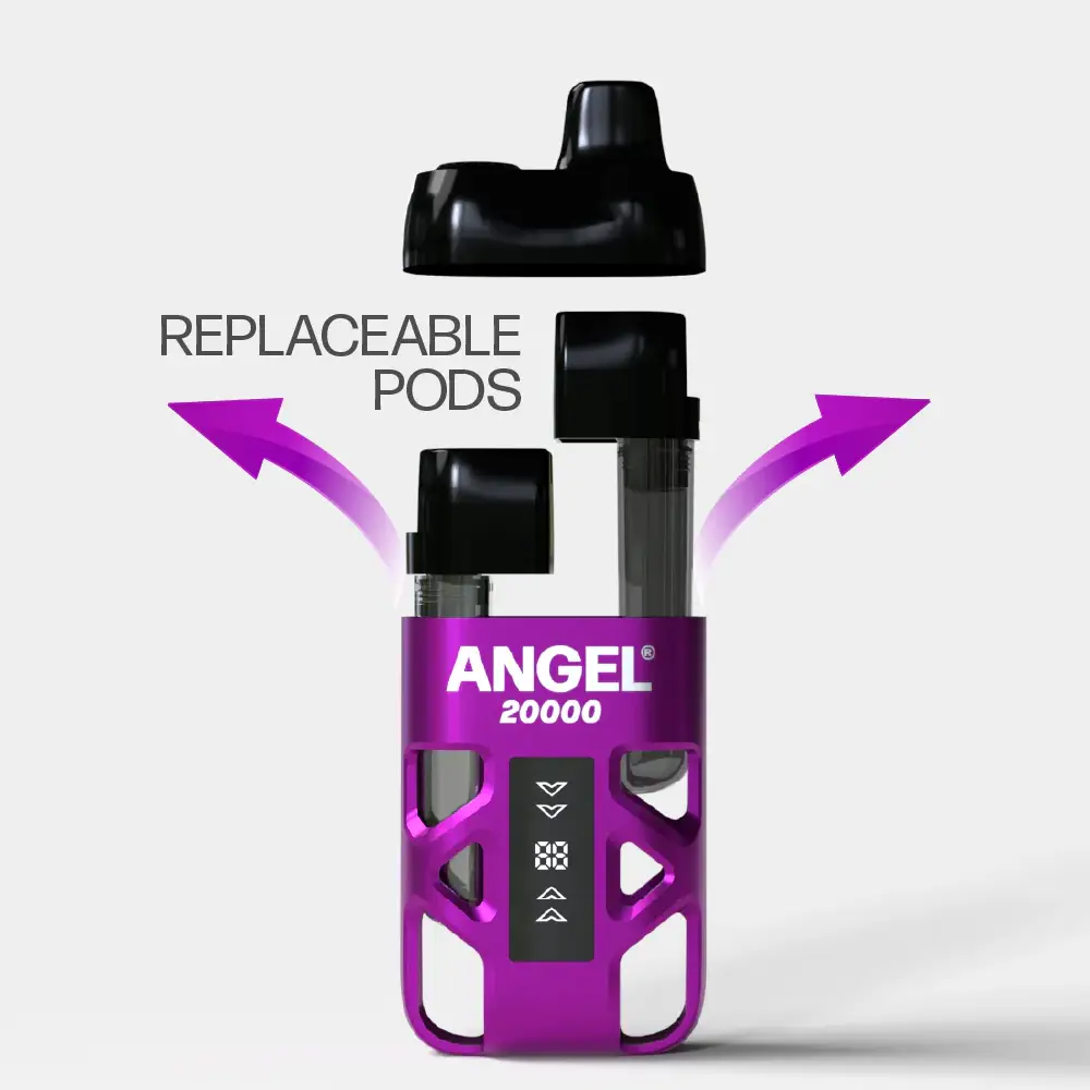 Vapes Bars Angel 20K Pre-Filled Disposable Vape Kit Vapes Bars Angel 20K Pre-Filled Disposable Vape Kit 850mAh Built-in Battery 20mg Nicotine Salt Up To 20000 Puffs 2 x 2ml Removable Pre-filled Pods 2 x 10ml Refill Containers
