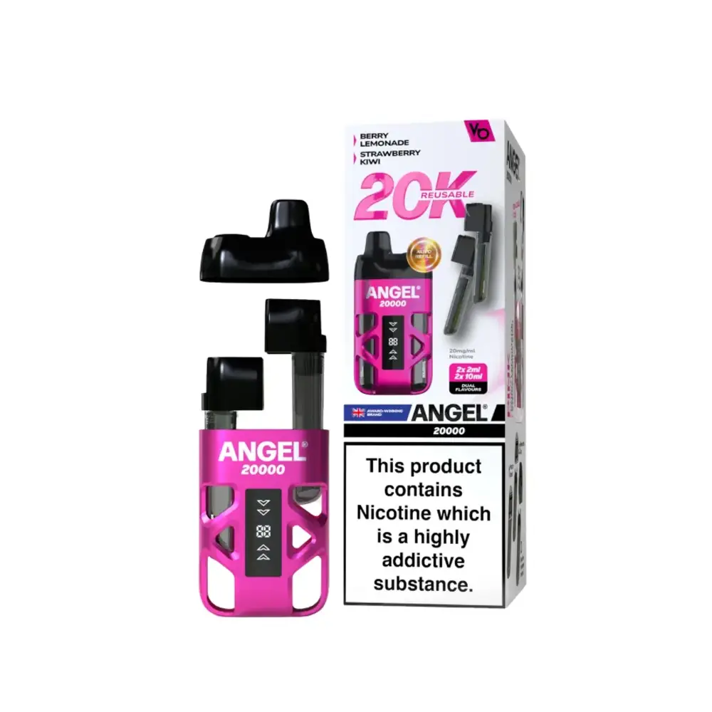 Vapes Bars Angel 20K Pre-Filled Disposable Vape Kit Vapes Bars Angel 20K Pre-Filled Disposable Vape Kit 850mAh Built-in Battery 20mg Nicotine Salt Up To 20000 Puffs 2 x 2ml Removable Pre-filled Pods 2 x 10ml Refill Containers