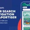 Illustration showing desktop and mobile screens of the Vaportiser website with the title "Feature Update: Easier Search & Navigation on Vaportiser" on a blue background.