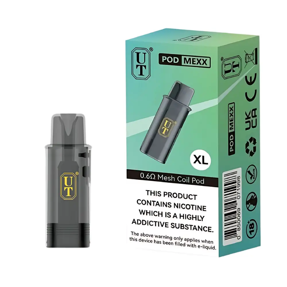 Pod Mexx Replacement Pod XL Refillable Pod Up To 12000 Puffs 0.6ohm Mesh Coil Easy Top-Fill System For Use With Pod Mexx Refillable Pod Kit