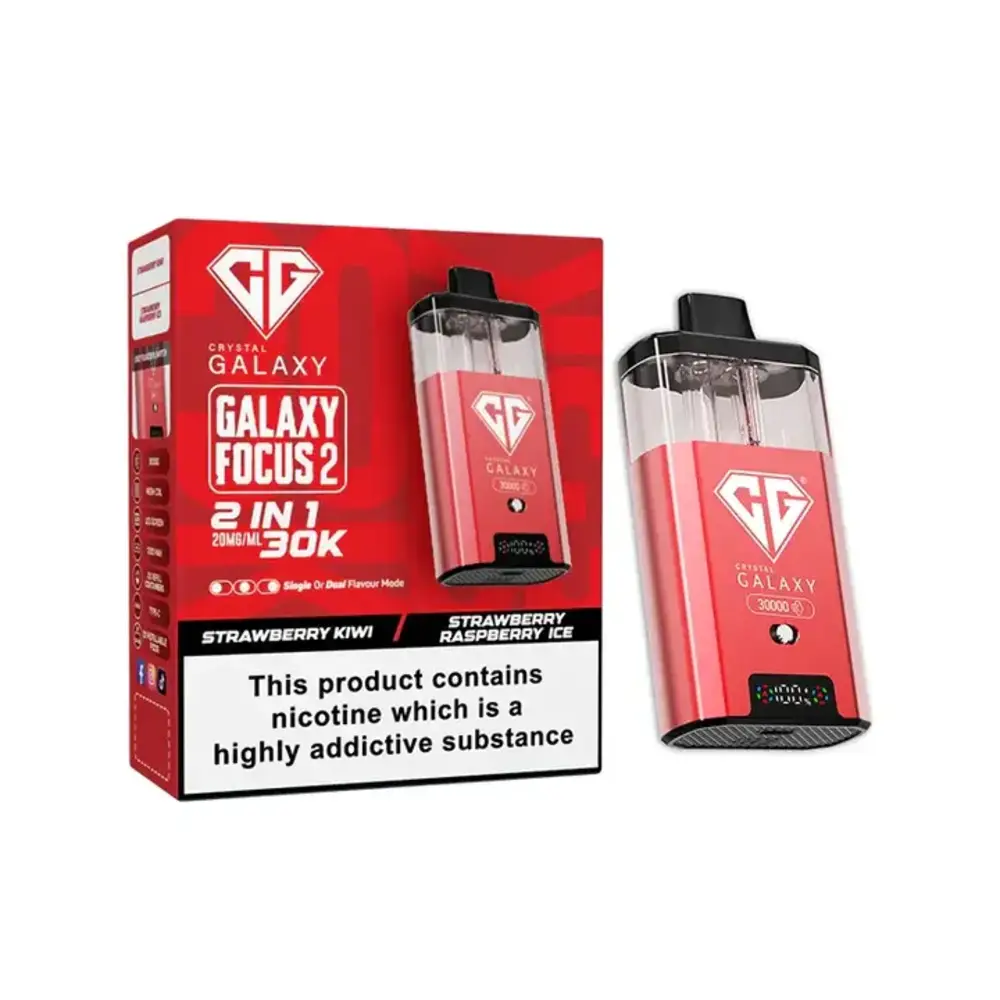 Crystal Galaxy Focus 2 30K Pre Filled Pod Vape Kit Strawberry Kiwi/Strawberry Raspberry Ice