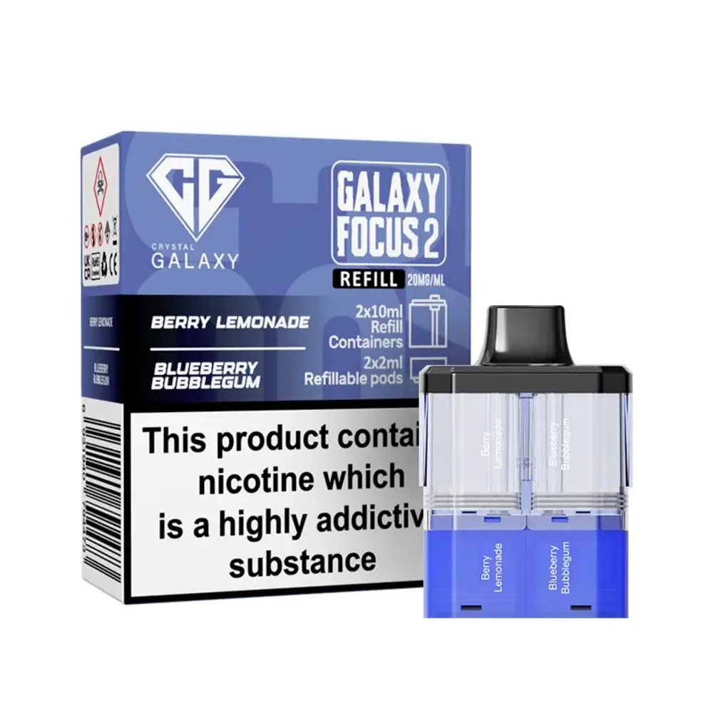 Crystal Galaxy Focus 2 30K Pre-Filled Pods Crystal Galaxy 30K Focus 2 Berry Lemonade / Blueberry Bubblegum Refill Pods