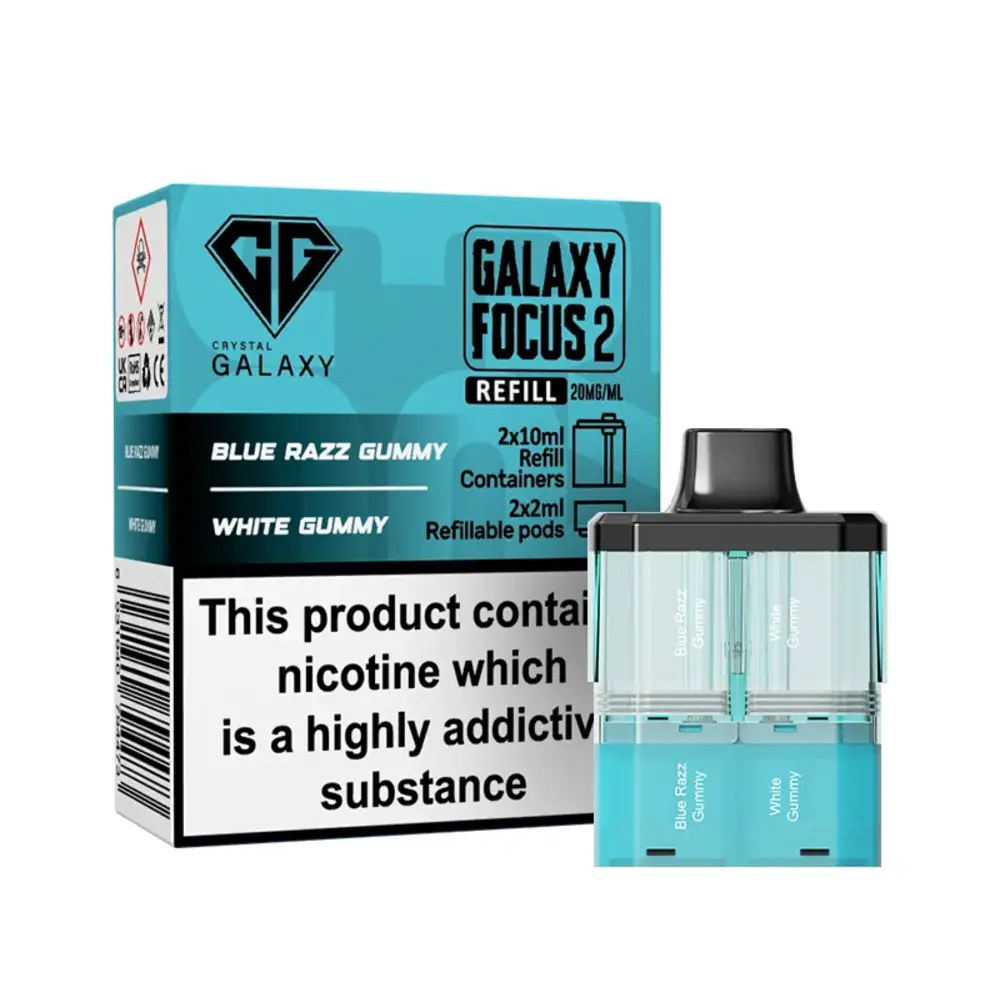 Crystal Galaxy Focus 2 30K Pre-Filled Pods Crystal Galaxy 30K Focus 2 Blue Razz Gummy / White Gummy Refill Pods
