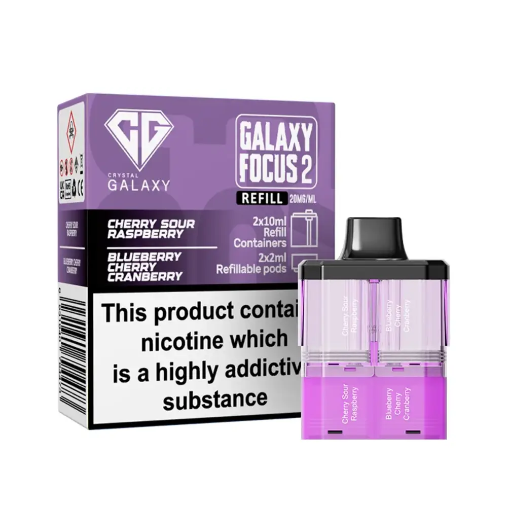 Crystal Galaxy Focus 2 30K Pre-Filled Pods Crystal Galaxy 30K Focus 2 Cherry Sour Raspberry / Blueberry Cherry Cranberry Refill Pods