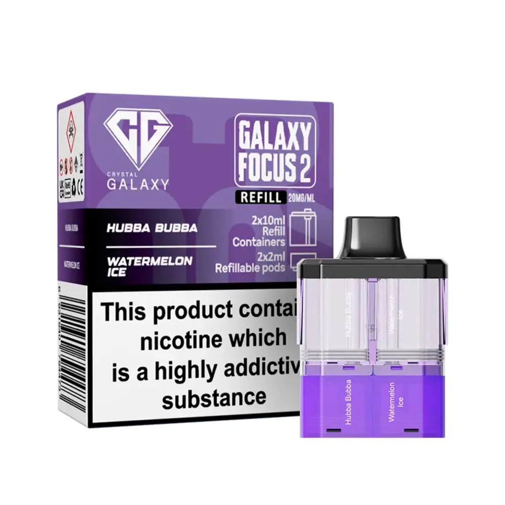 Crystal Galaxy Focus 2 30K Pre-Filled Pods Crystal Galaxy 30K Focus 2 Hubba Bubba / Watermelon Ice Refill Pods