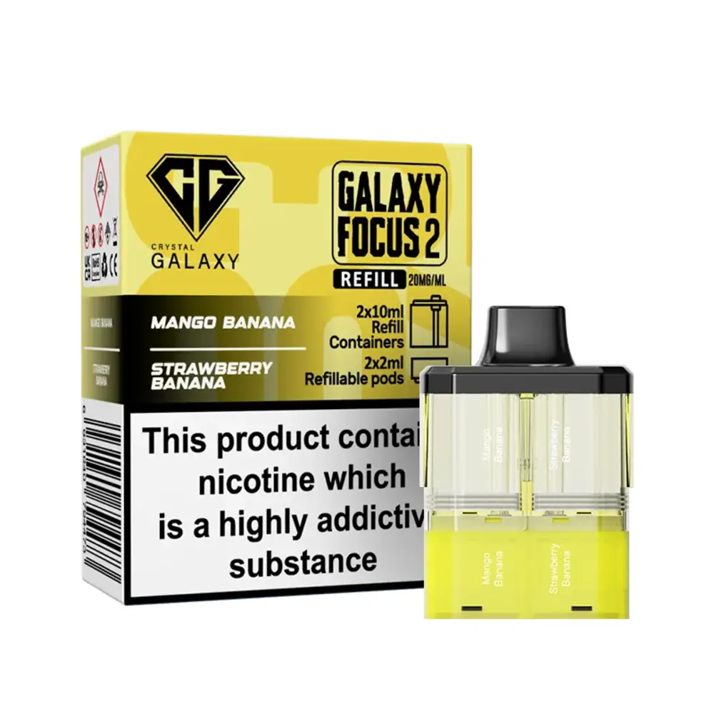 Crystal Galaxy Focus 2 30K Pre-Filled Pods Crystal Galaxy 30K Focus 2 Mango Banana / Strawberry Banana Refill Pods