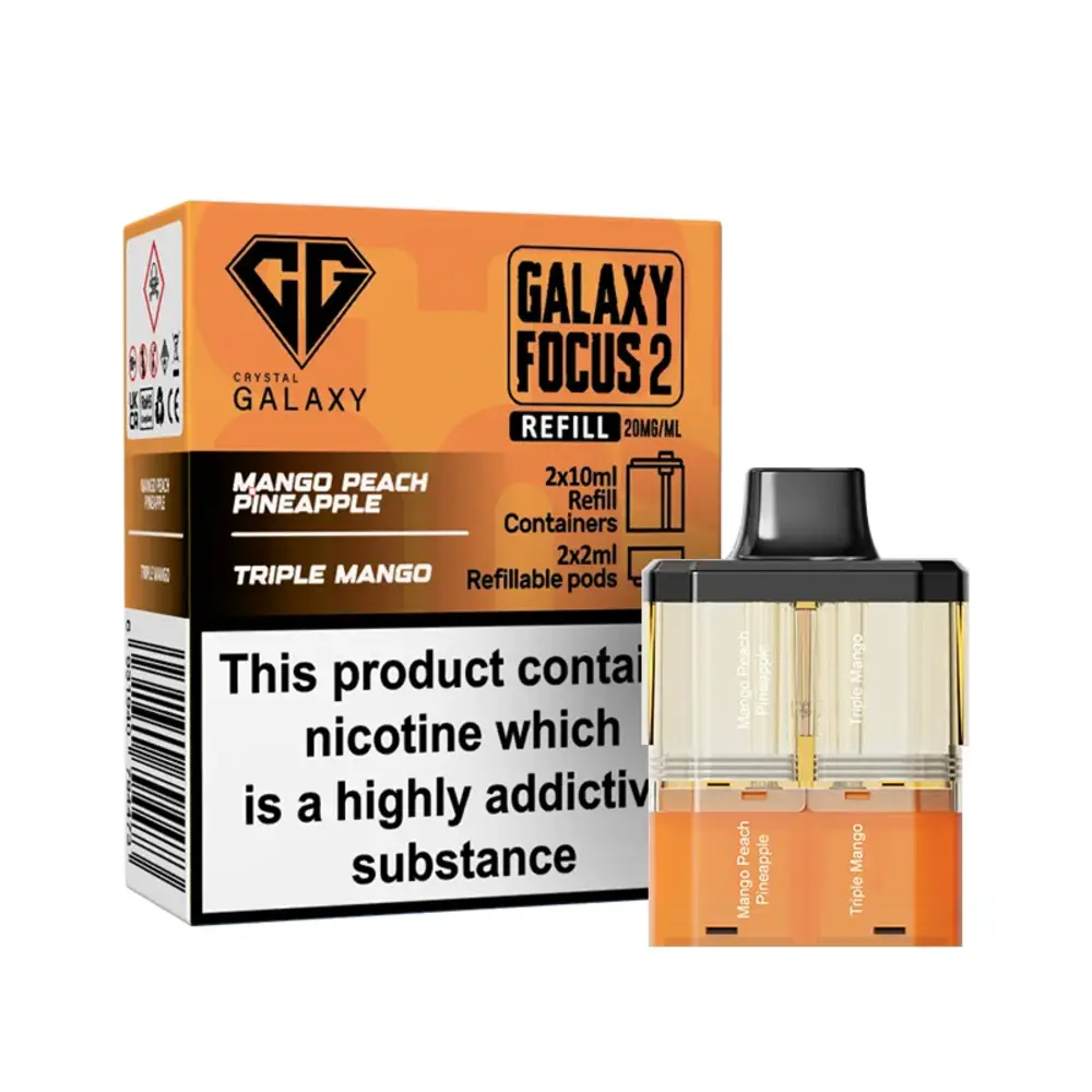 Crystal Galaxy Focus 2 30K Pre-Filled Pods Crystal Galaxy 30K Focus 2 Mango Peach Pineapple / Triple Mango Refill Pods