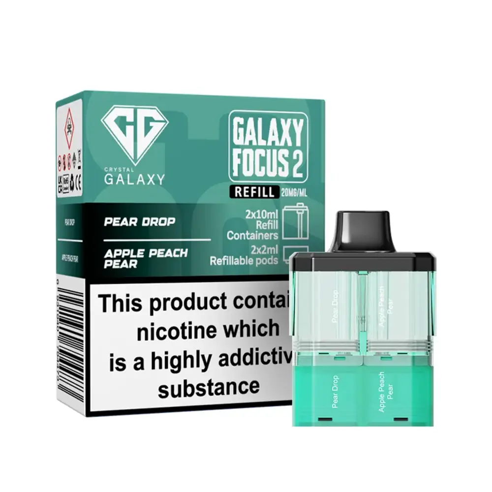 Crystal Galaxy Focus 2 30K Pre-Filled Pods Crystal Galaxy 30K Focus 2 Pear Drop / Apple Peach Pear Refill Pods