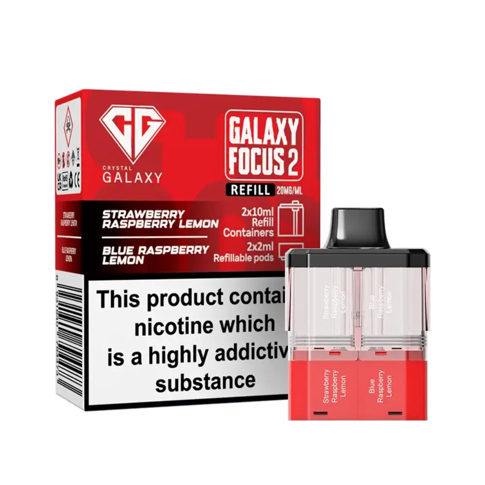 Crystal Galaxy Focus 2 30K Pre-Filled Pods Crystal Galaxy 30K Focus 2 Strawberry Raspberry Lemon / Blue Raspberry Lemon Refill Pods