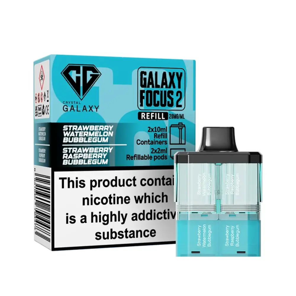 Crystal Galaxy Focus 2 30K Pre-Filled Pods Crystal Galaxy 30K Focus 2 Strawberry Watermelon Bubblegum / Strawberry Raspberry Bubblegum Refill Pods