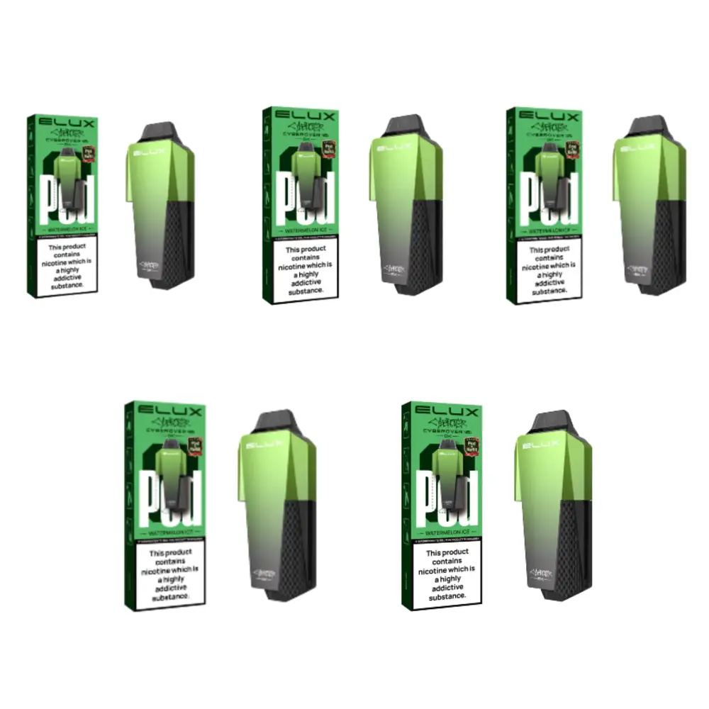 Elux Cyberover 6K Prefilled Pods- Box of 5 for use with the Cyberover Prefilled Pod Vape Kit. Each pod is filled with 2ml of premium nicotine salt e-liquid and engineered with mesh coil technology for smooth, flavour-rich vapour. Up to 6000 puffs per pod.