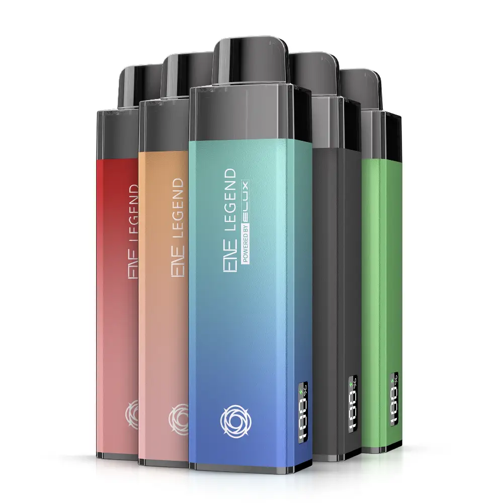 Elux ENE Legend 15000 Prefilled Pod Vape Kit - Box of 5 Featuring a sleek dual-chamber pod system with 2ml TPD-compliant pod and 10ml refill reservoir. with 15,000 puff capacity, mesh coil, and auto-refill pod system for extended vaping.