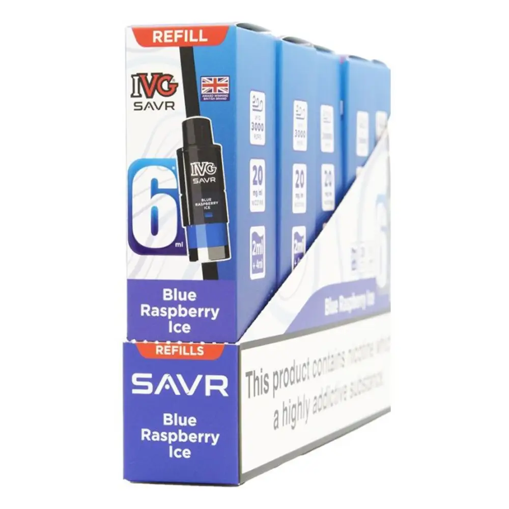 IVG Savr Prefilled Pods - Box of 5 Up to 3000 Puffs 20mg/ml Nicotine Strength Mesh Coil Technology 2ml Pre-filled Pod & 4ml E-liquid Container TPD Compliant Choice of 30 Flavours