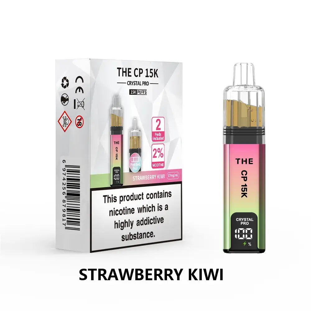 The Crystal Pro CP 15K Prefilled Pod Vape Kit - Strawberry Kiwi is a stylish, portable vaping device designed for convenience and performance. Featuring a massive 15,000‑puff capacity and prefilled pods with premium e‑liquid flavours, it delivers smooth vapor, rich taste, and a hassle‑free experience for both beginners and experienced vapers.