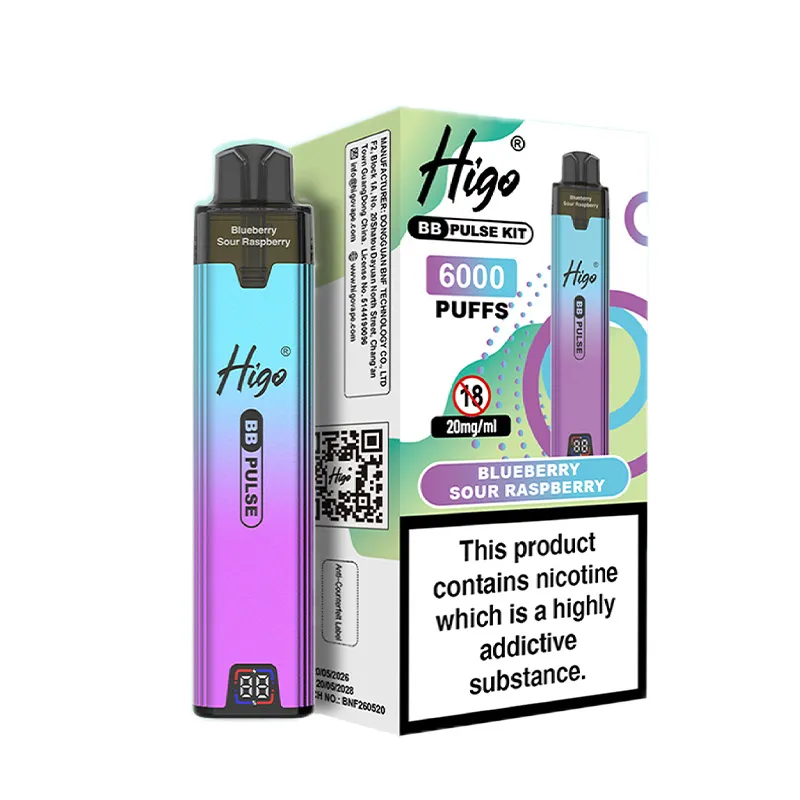 BLUEBERRY SOUR RASPBERRY BY HIGO BB PULSE 6000 BLUEBERRY SOUR RASPBERRY BY HIGO BB PULSE 6000