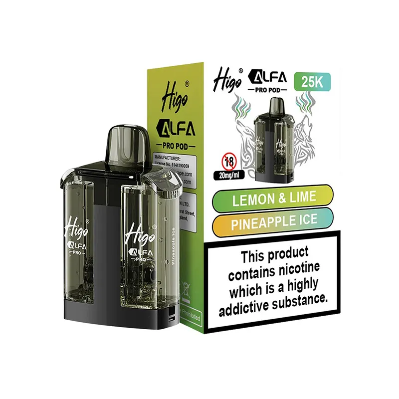 LEMON-LIME-PINEAPPLE-ICE-HIGO-ALFA-PRO-25K-PREFILLED-POD Higo Alfa Pro 25K Refill Pods Lemon Lime / Pineapple Ice