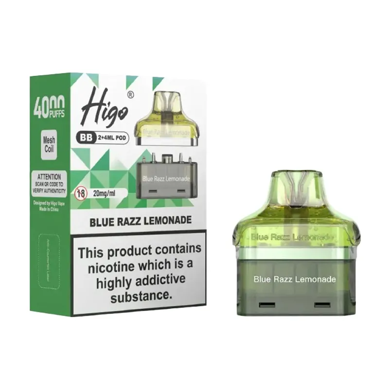 refill-pods-for-higo-bb-4000-Blue Razz Lemonade Higo BB 4000 Blue Razz Lemonade Refill Pods