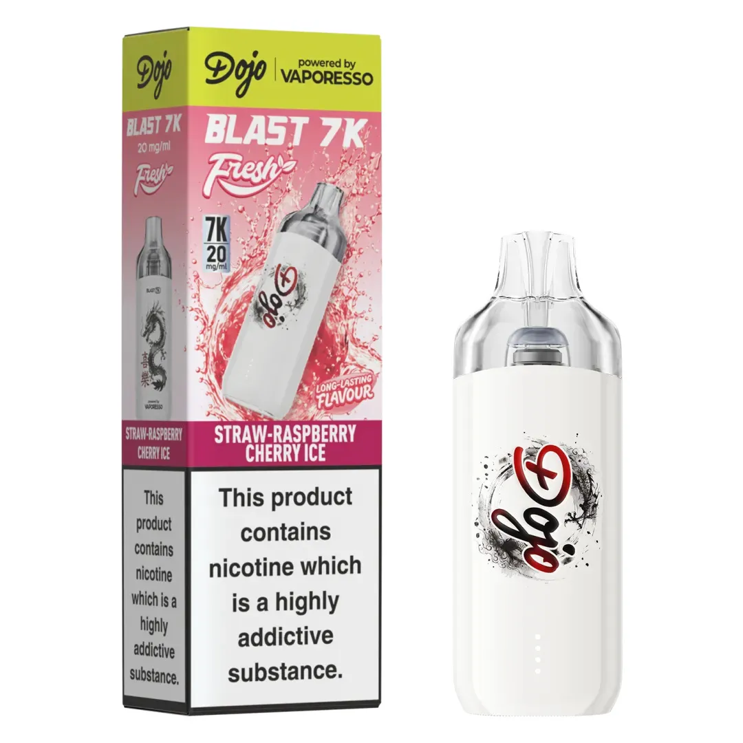 Straw Raspberry Cherry Vaporesso Dojo Blast 7K Straw-Raspberry Cherry Ice Prefilled Pod Kit